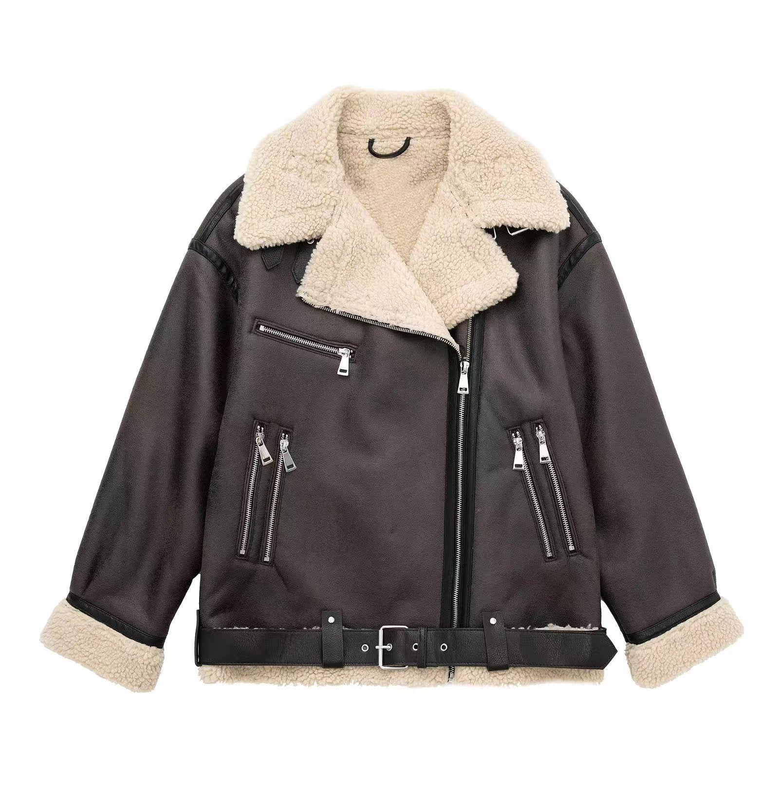 Veste à revers mixte synthétique pour femmes