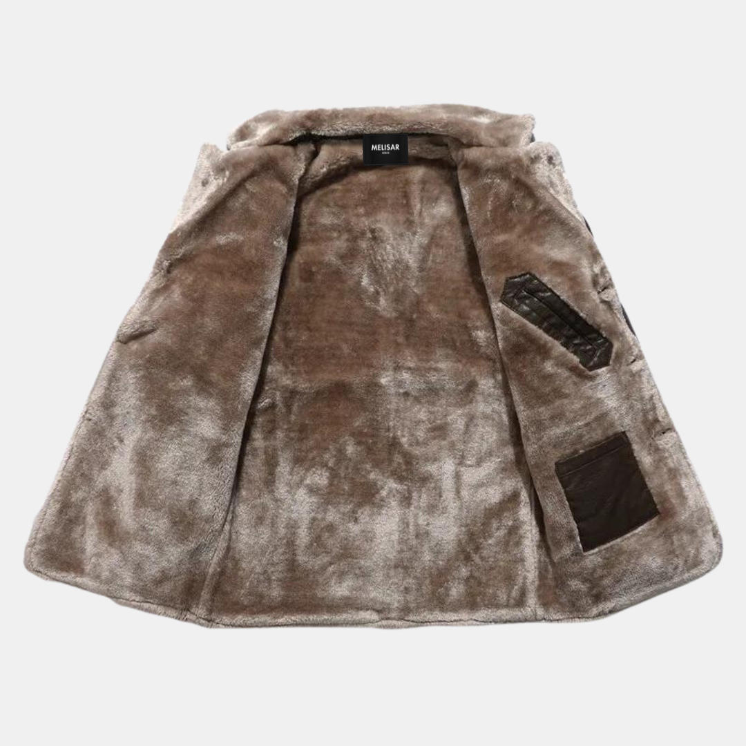Veste Cuir Homme Élégante en Cuir Véritable pour Hiver-5