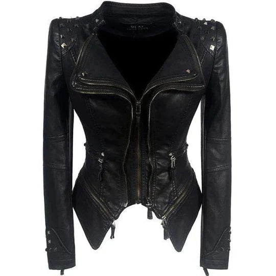 Veste en Cuir Femme Classique Élégante en Cuir Véritable-1
