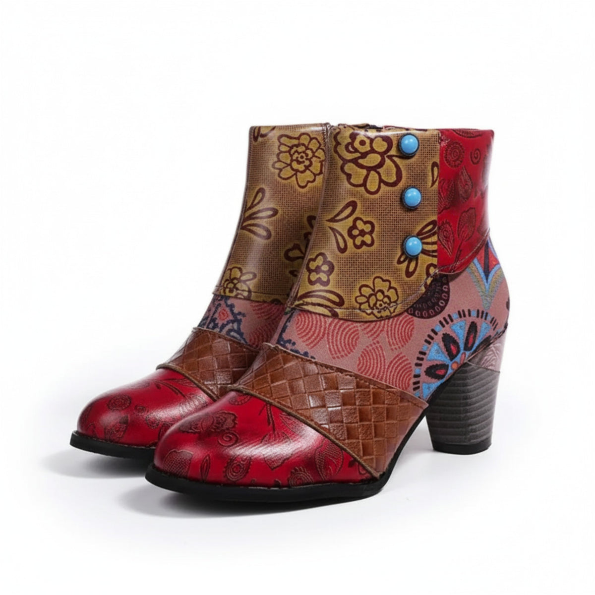 Bottes Hiver Femme Rétro Imperméables avec Talon Haut