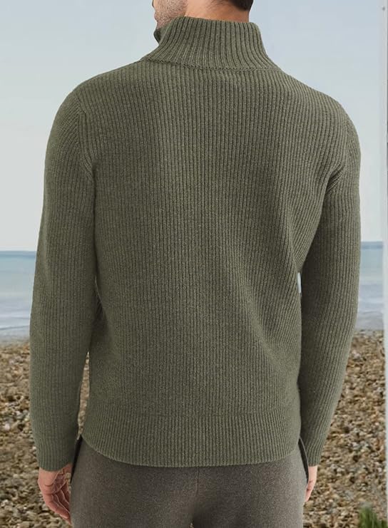 Pull Homme Zippé Élégant Design Italien en Coton-2