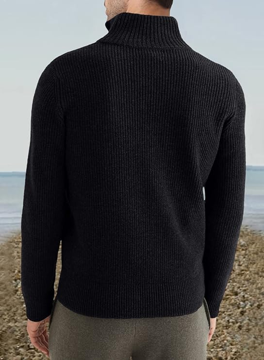 Pull Homme Zippé Élégant Design Italien en Coton-6
