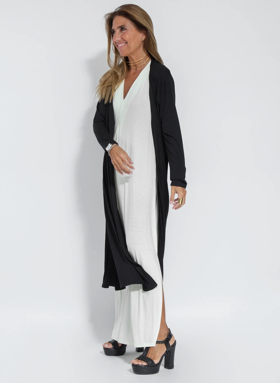 Robe d'Été Longue Femme Élégante en Tissu Léger avec Gilet-5