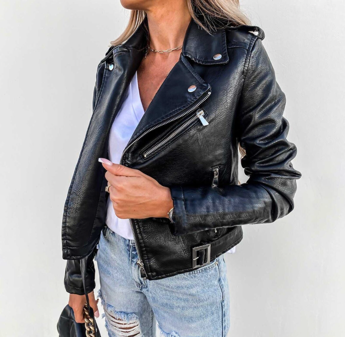 Veste en Cuir Femme Élégante et Moderne-3