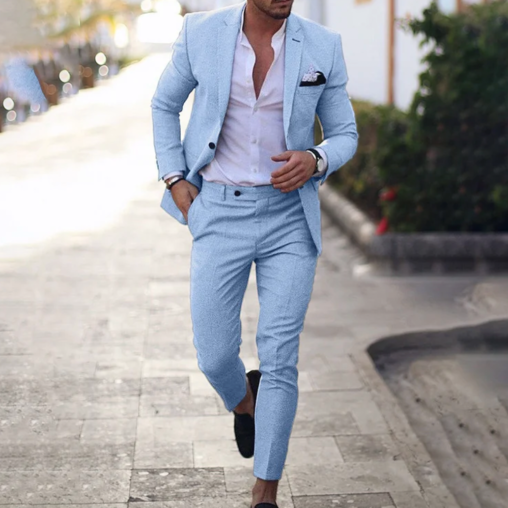 Ensemble 2 pièces pour hommes composé d'un blazer business simple et d'un pantalon