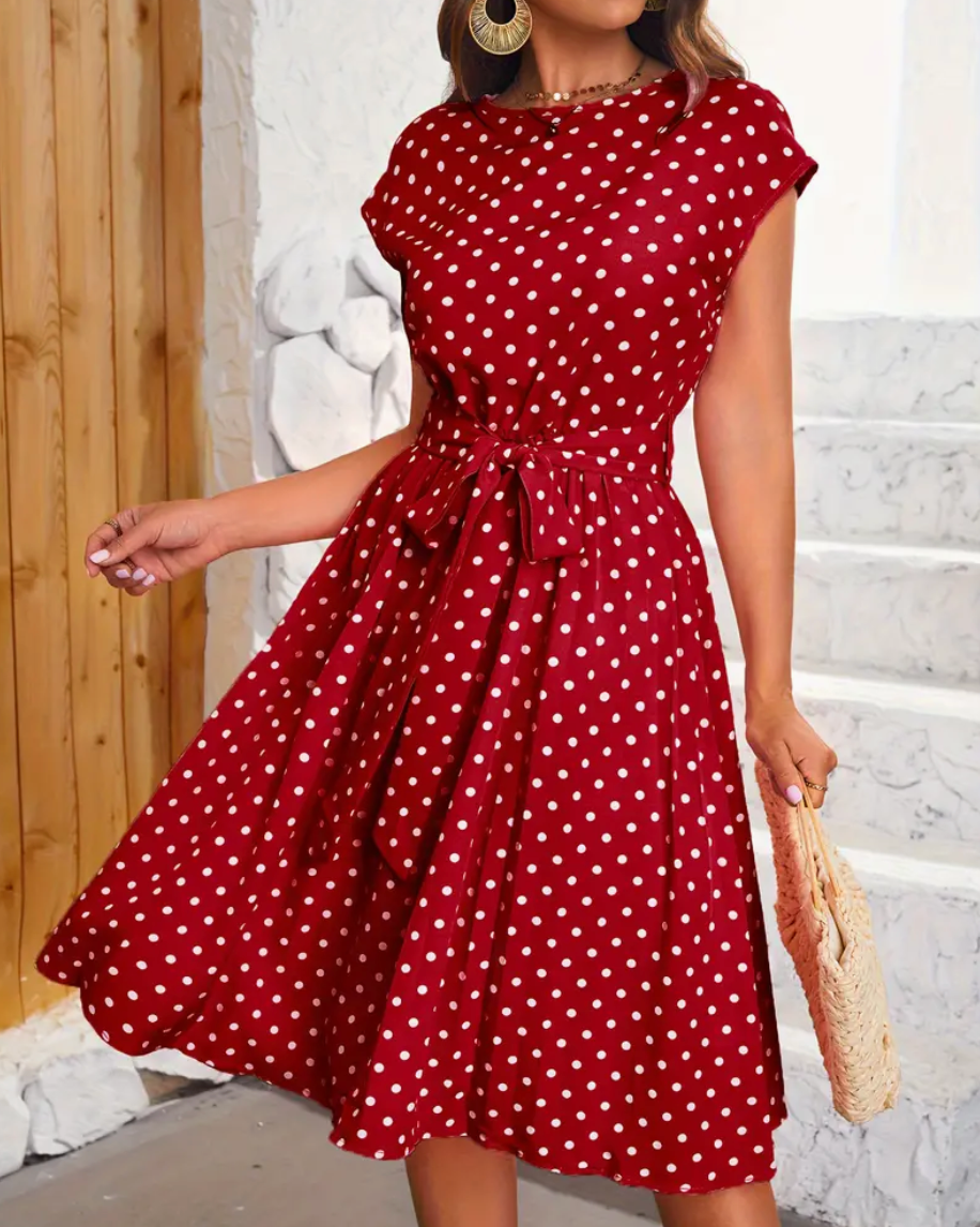 Variant image for Robe Femme Vintage Chic à Pois 100% Polyester-13