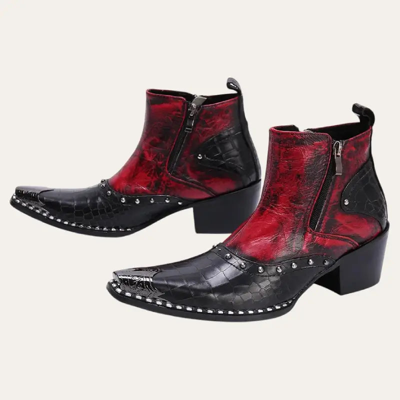 Bottes Cowboy pour Hommes en Cuir avec Détails Métalliques 2