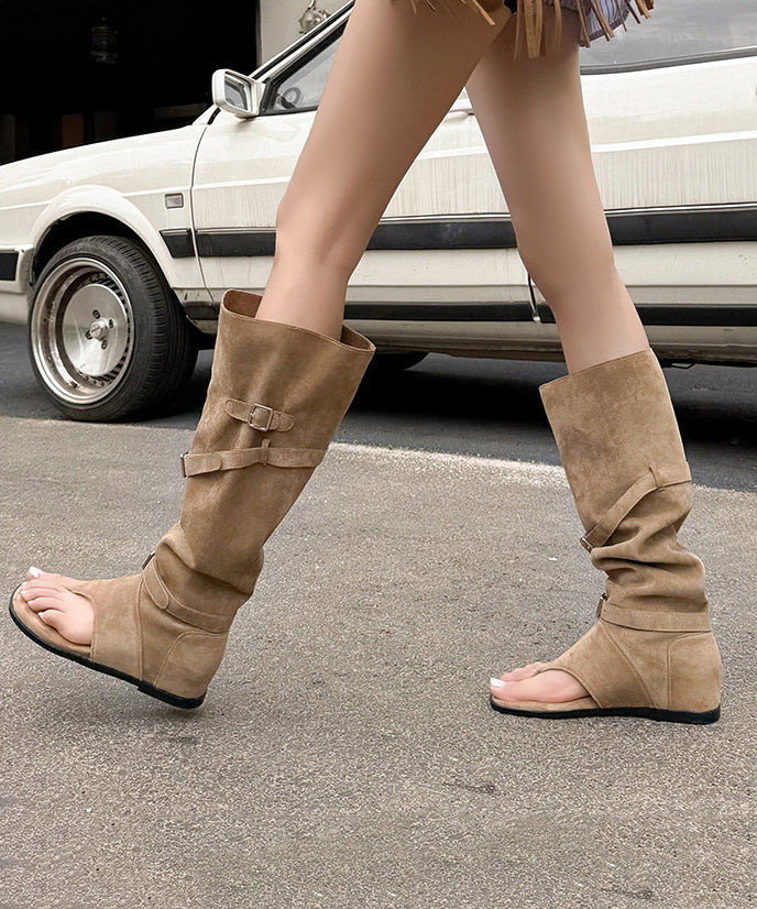 Bottes Femme Bout Ouvert Style Compensé 2