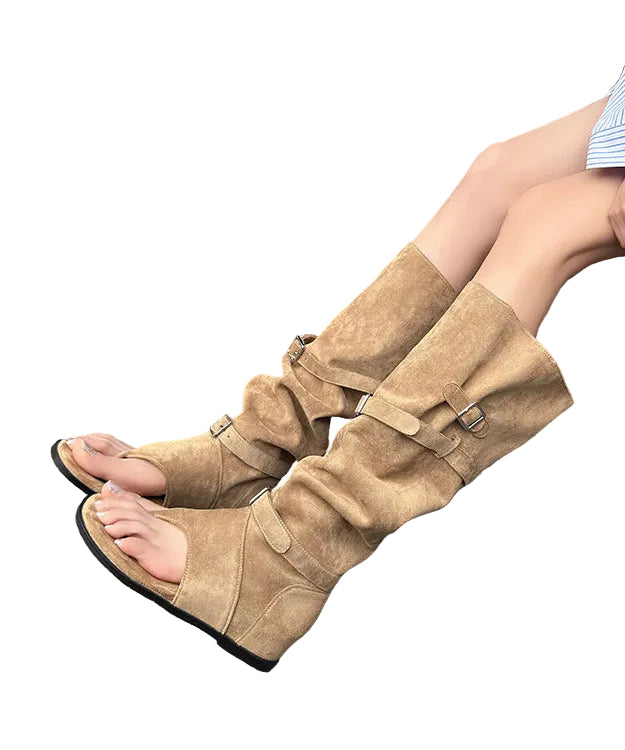Bottes Femme Bout Ouvert Style Compensé 4