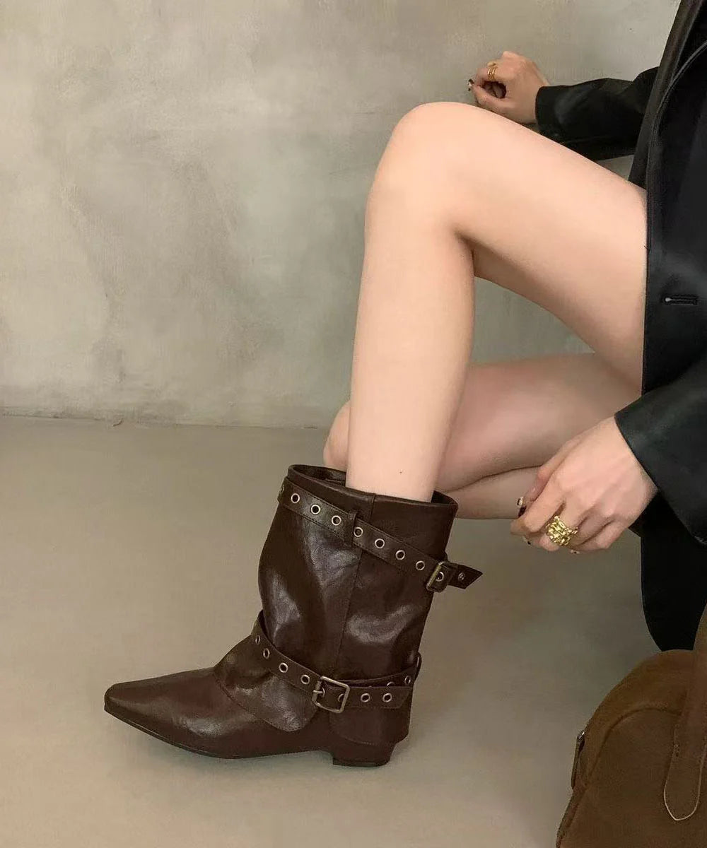 Bottes Femme à Talon Compensé Bout Pointu 2