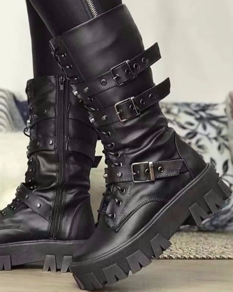 Bottes Femme avec Fermeture Éclair et Boucles 3