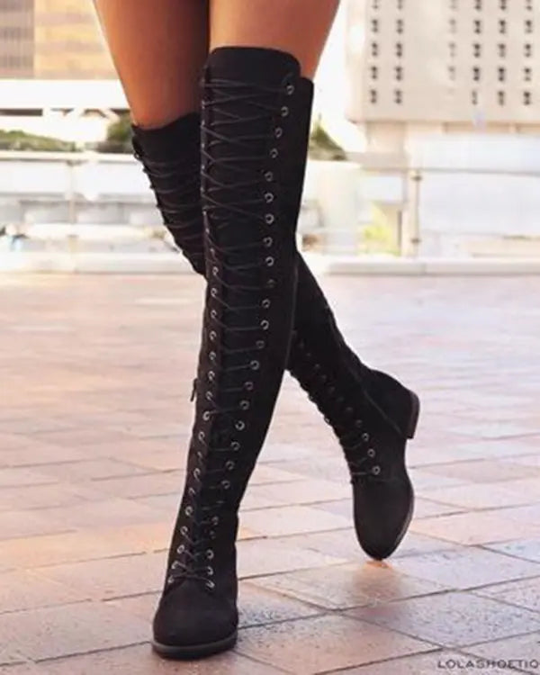 Bottes Hiver Femme À Lacets Chic Hautes 0