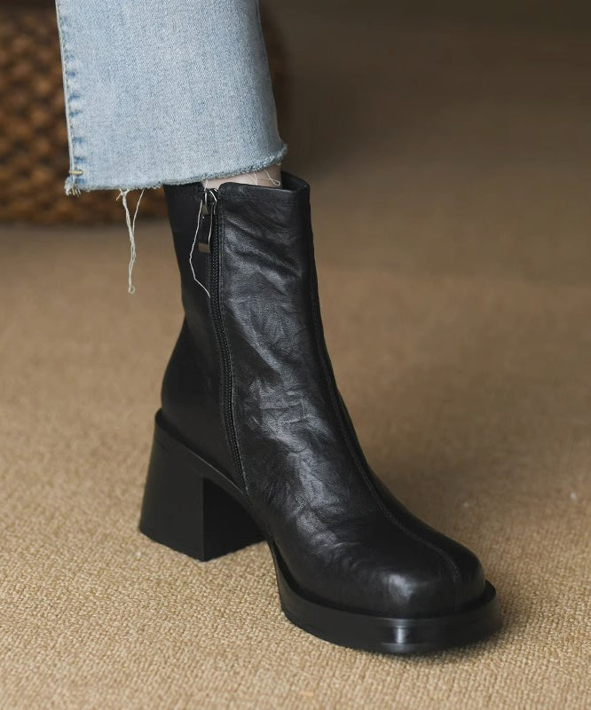 Bottes à Talons Épais avec Fermeture Éclair 0