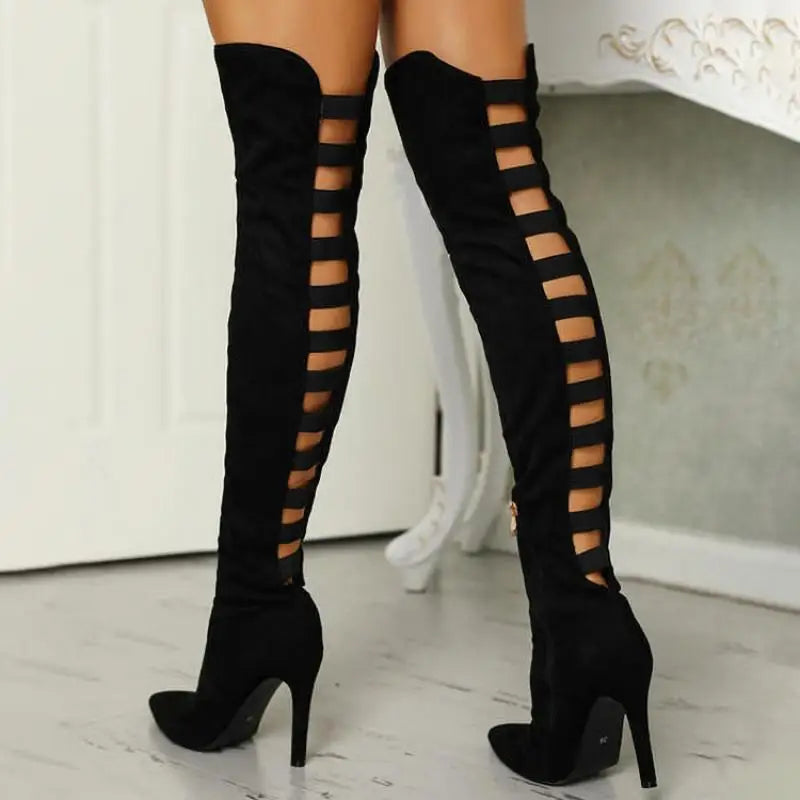Bottes à Talons Hauts Découpées pour Femmes 1