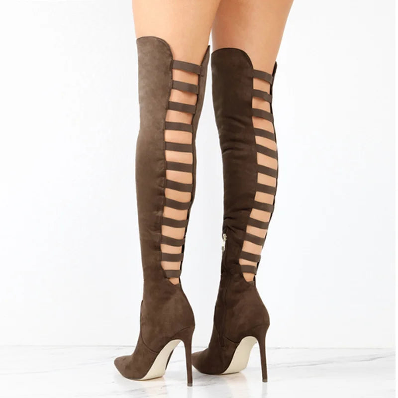 Bottes à Talons Hauts Découpées pour Femmes 2