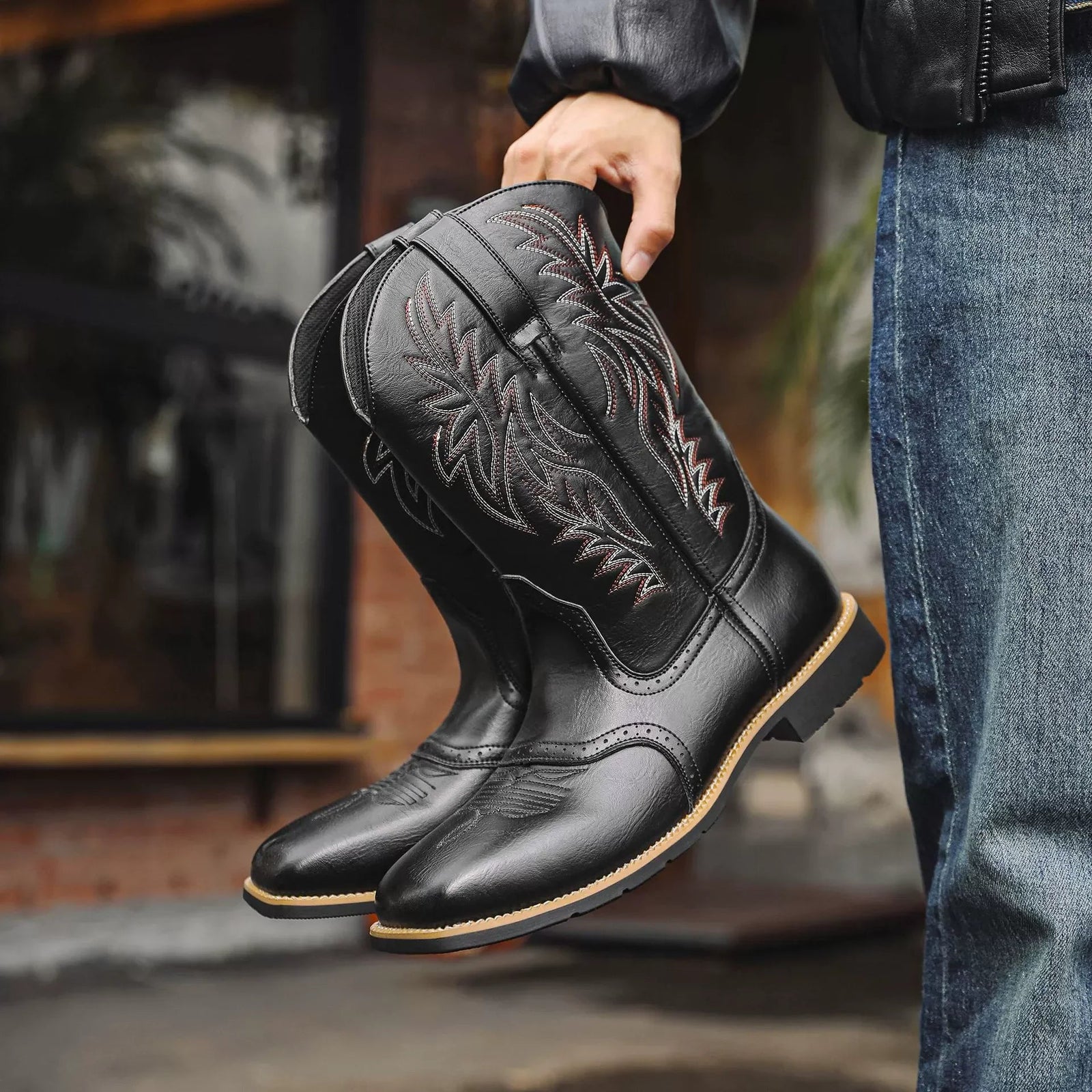 Bottes de Cowboy pour Hommes Style Occidental 0