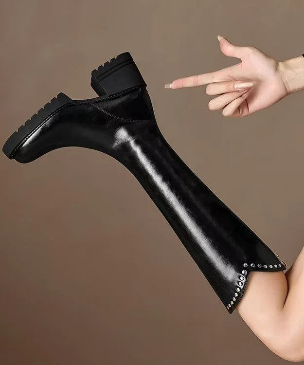 Bottes hautes ajustées à rivets pour femme 0
