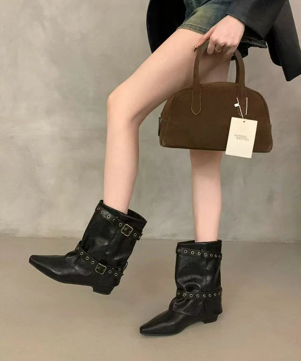 Bottines Femme Compensées Style Bohème à Bout Pointu 1