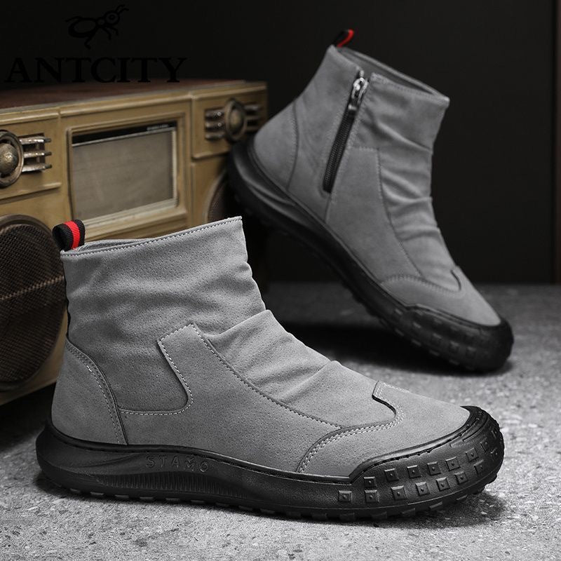 Bottines Femme Tendance Avec Fermeture Éclair et Semelle Antidérapante 0