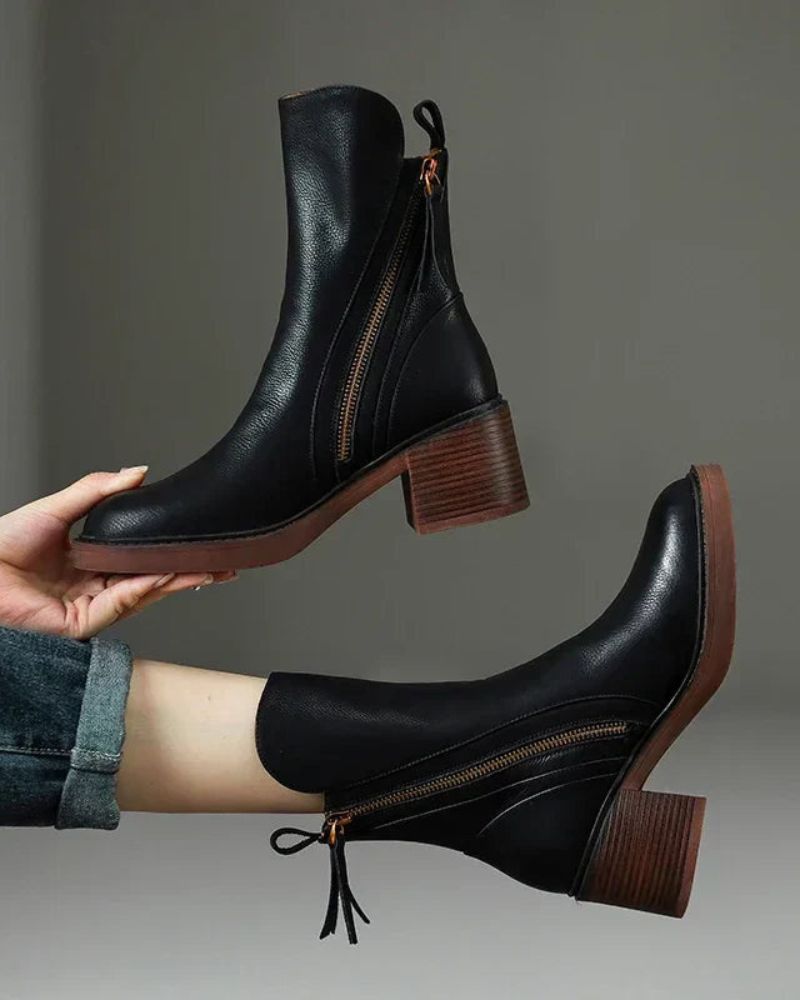 Bottines en cuir pour femmes à talons confortables 0