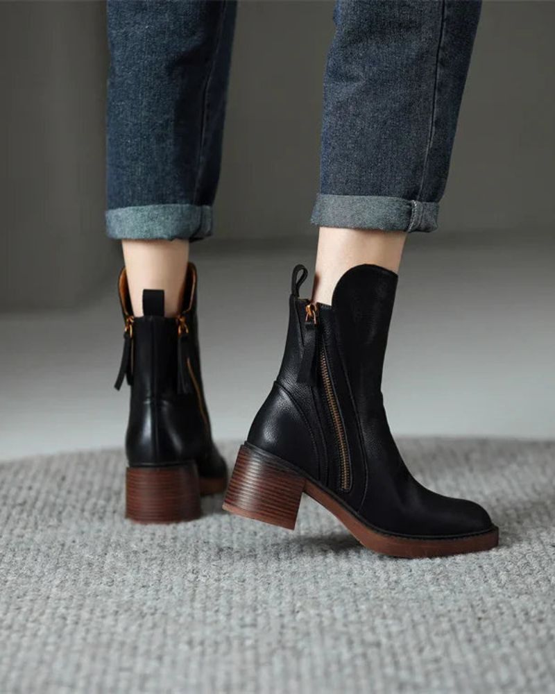 Bottines en cuir pour femmes à talons confortables 2