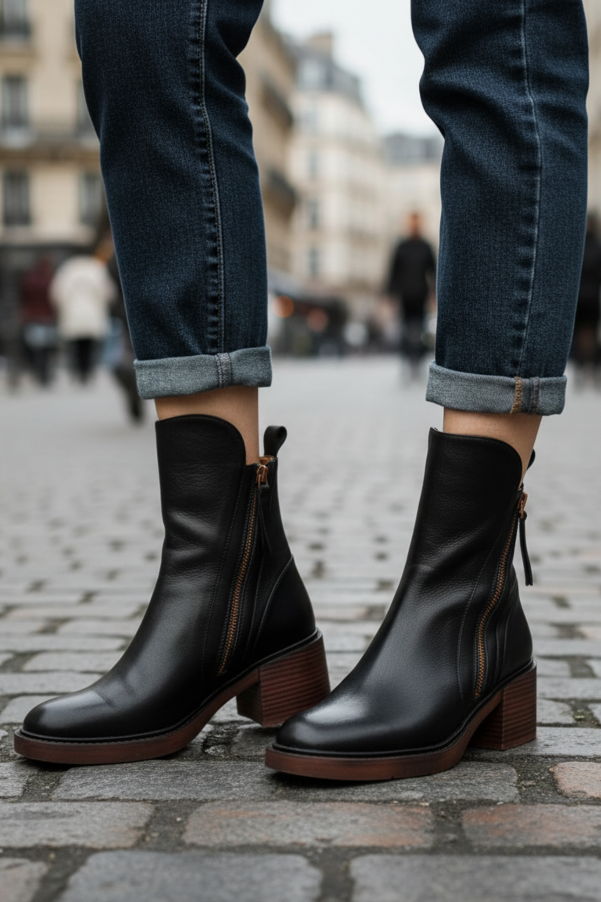 Bottines en cuir pour femmes à talons confortables 3