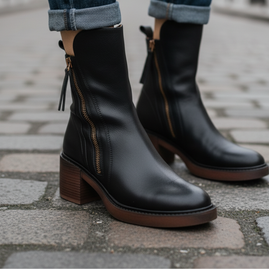 Bottines en cuir pour femmes à talons confortables 4