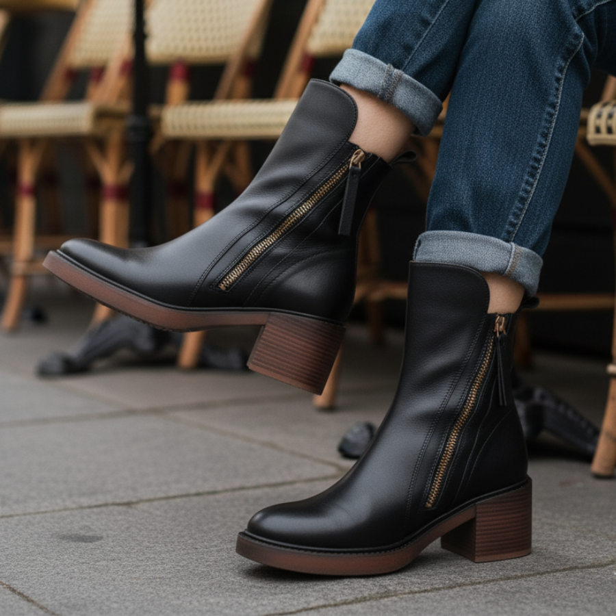 Bottines en cuir pour femmes à talons confortables 5