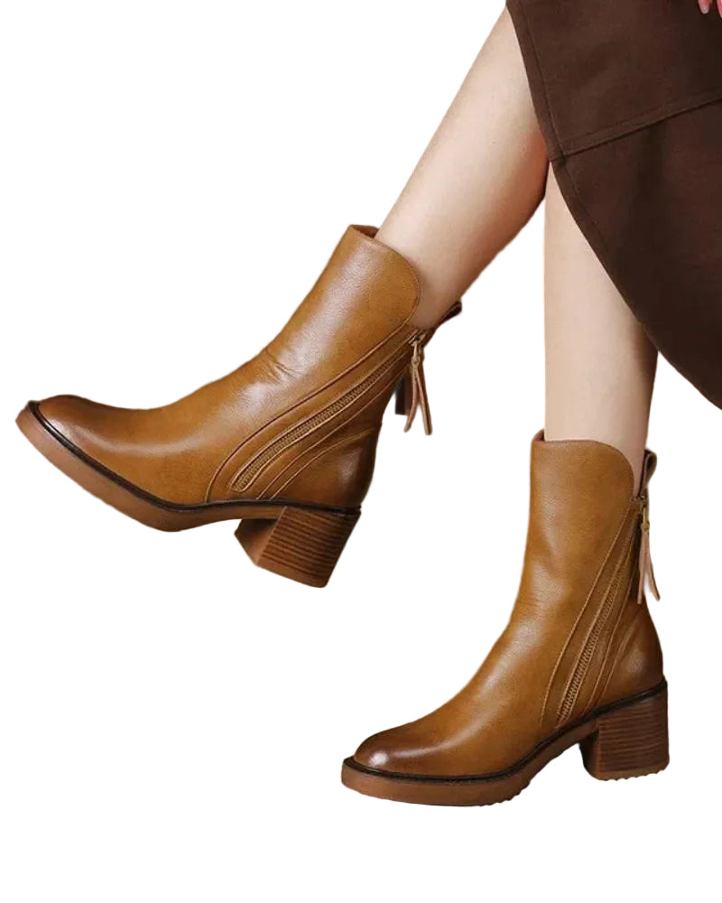Bottines en cuir pour femmes à talons confortables 9