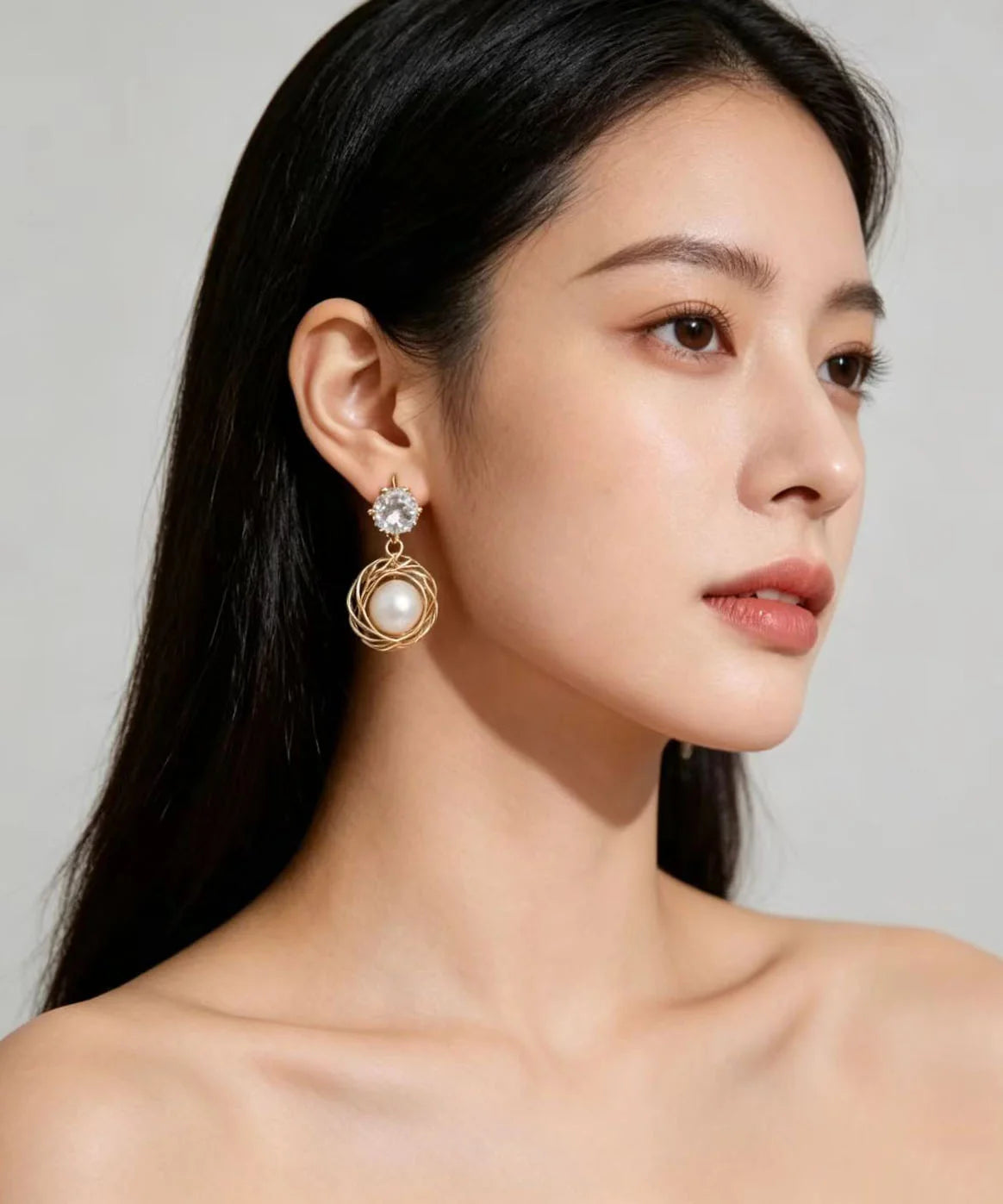 Boucles d'Oreilles Pendantes Femme Design Chic avec Perles et Zircon 2