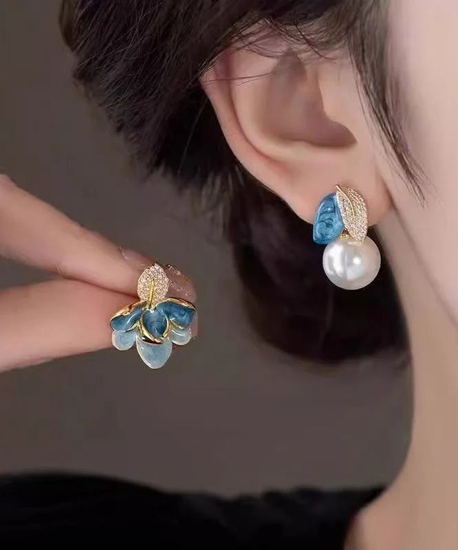 Boucles d'oreilles pendantes asymétriques feuilles pour femme 0