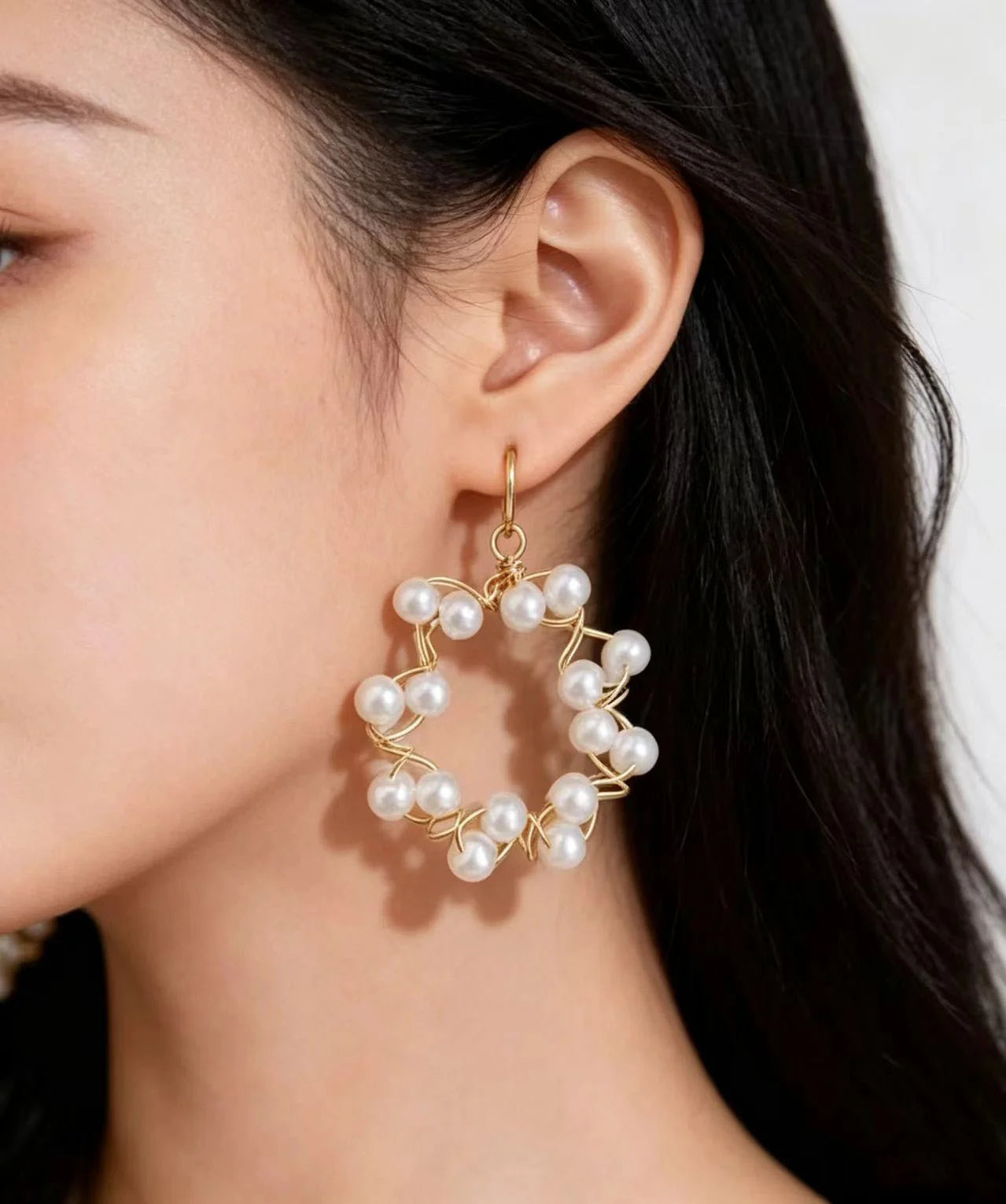 Boucles d'oreilles pendantes en forme d'anneau pour femme 3