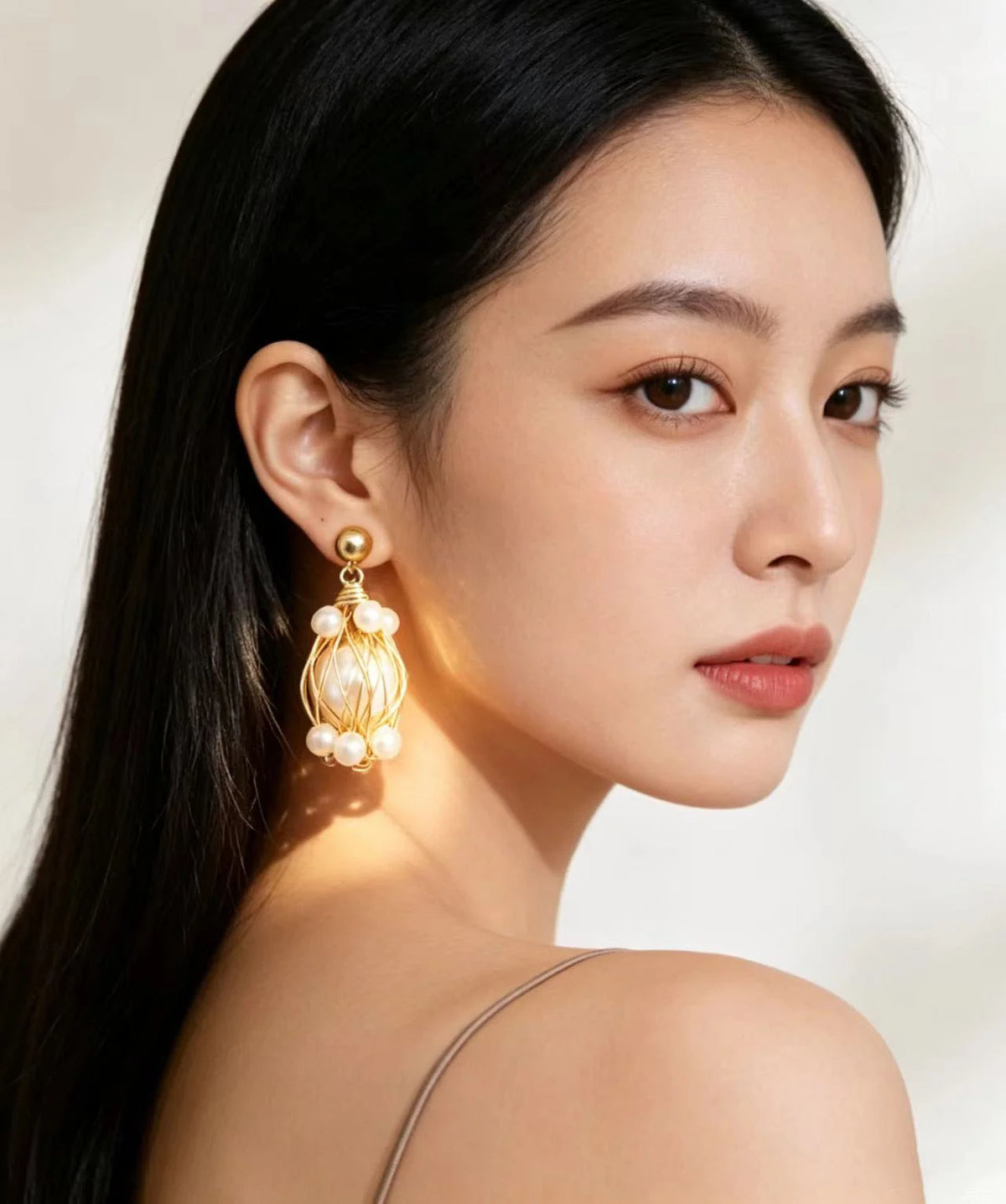 Boucles d'oreilles pendantes pour femme style perles enroulées 4
