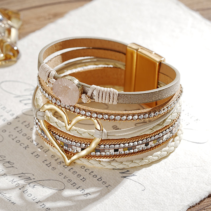 Bracelet Femme Bohème Motif Coeur Éclatant 3