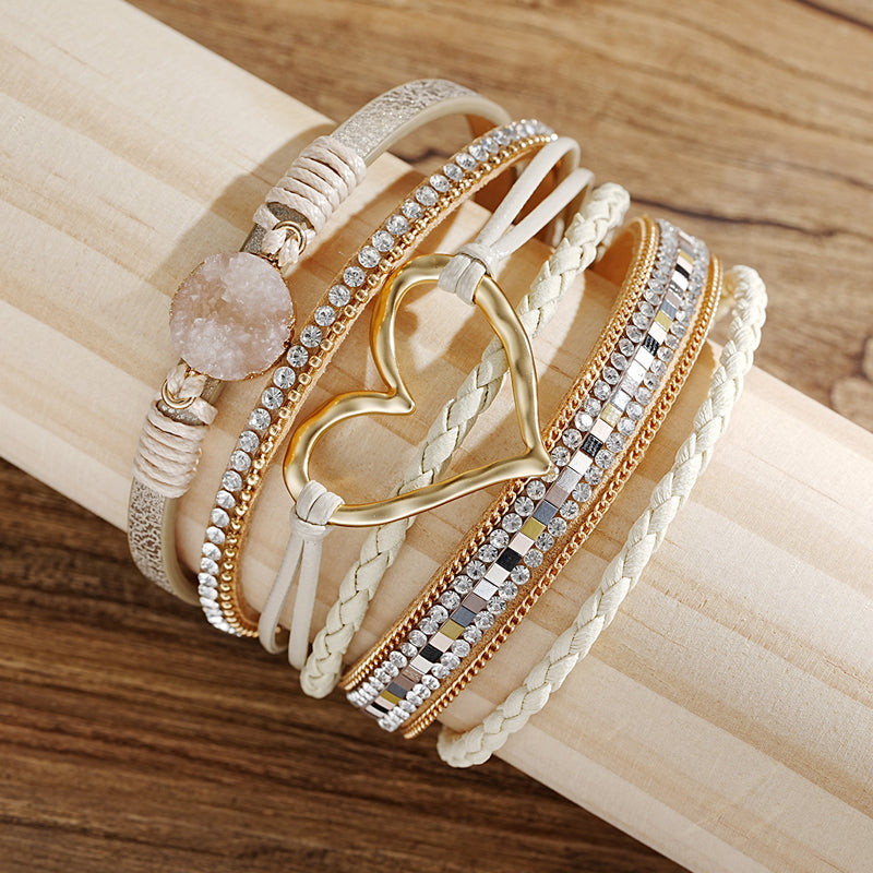 Bracelet Femme Bohème Motif Coeur Éclatant 4