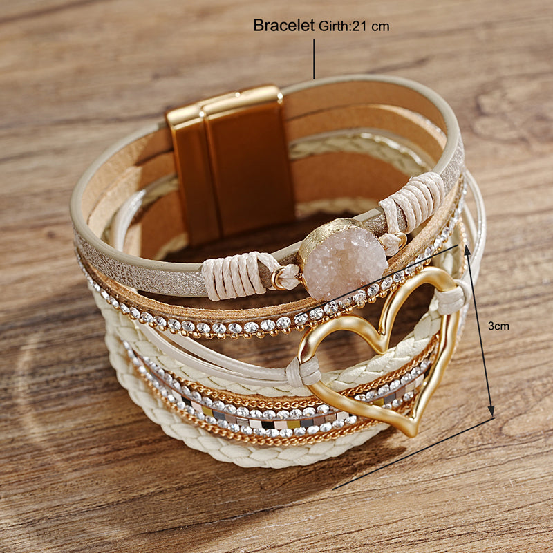 Bracelet Femme Bohème Motif Coeur Éclatant 5