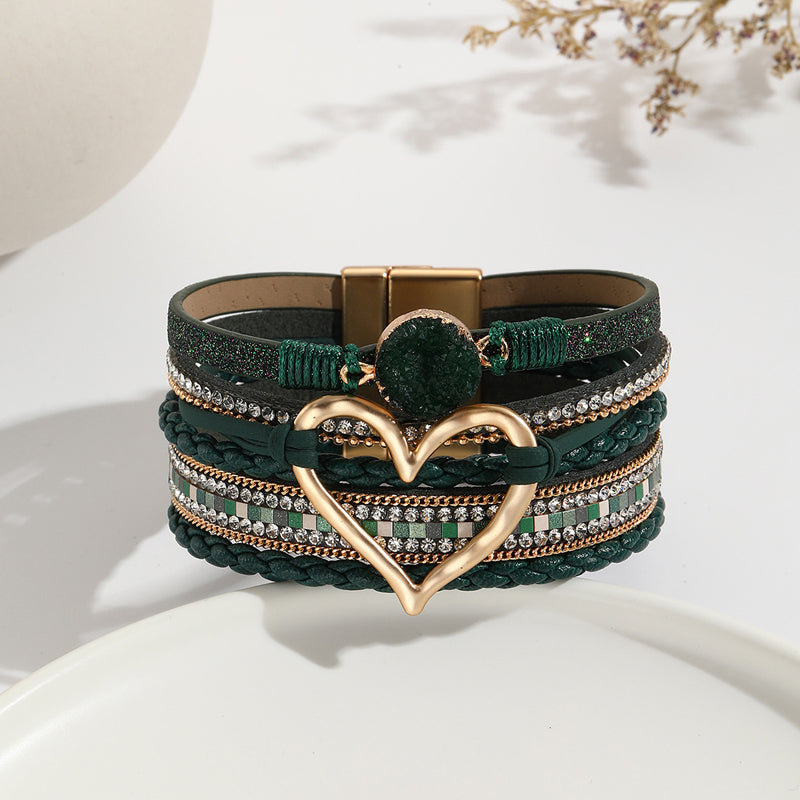 Bracelet Femme Bohème Motif Coeur Éclatant 9