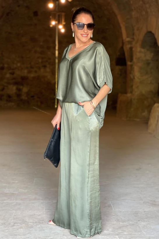 Variant image for Robe Femme de Soirée Élégante en Satin à Deux Parties-5