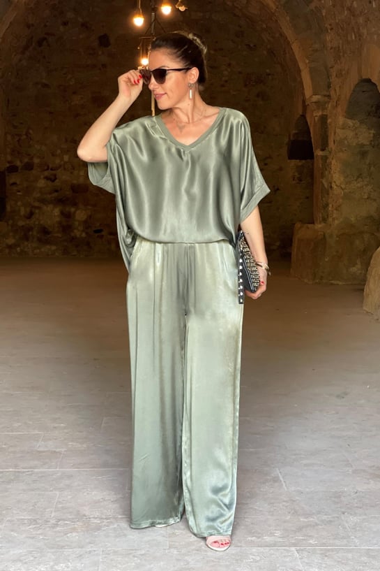 Robe Femme de Soirée Élégante en Satin à Deux Parties-4