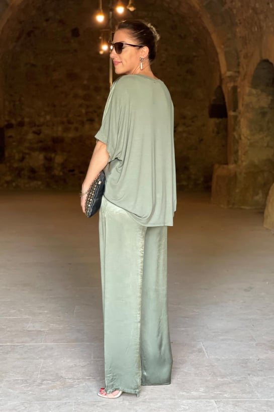 Robe Femme de Soirée Élégante en Satin à Deux Parties-2