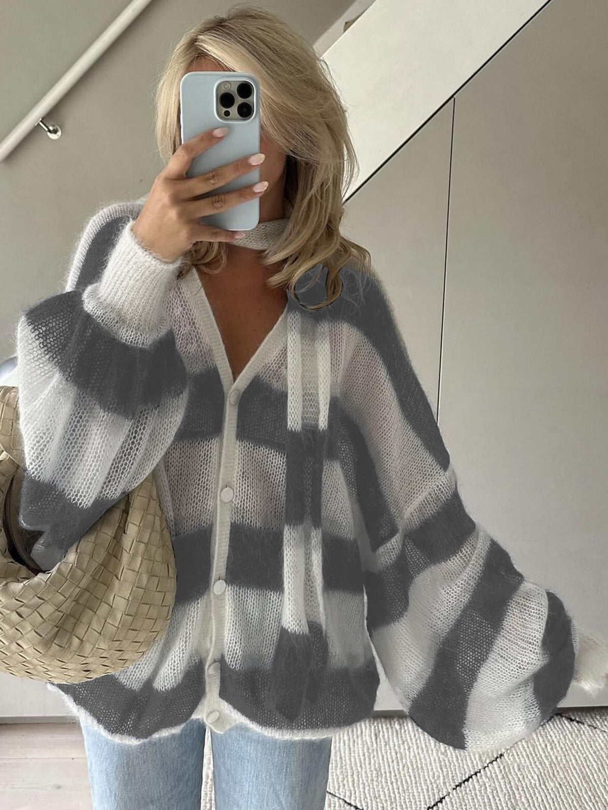 Cardigan Ample à Rayures pour Femme 5