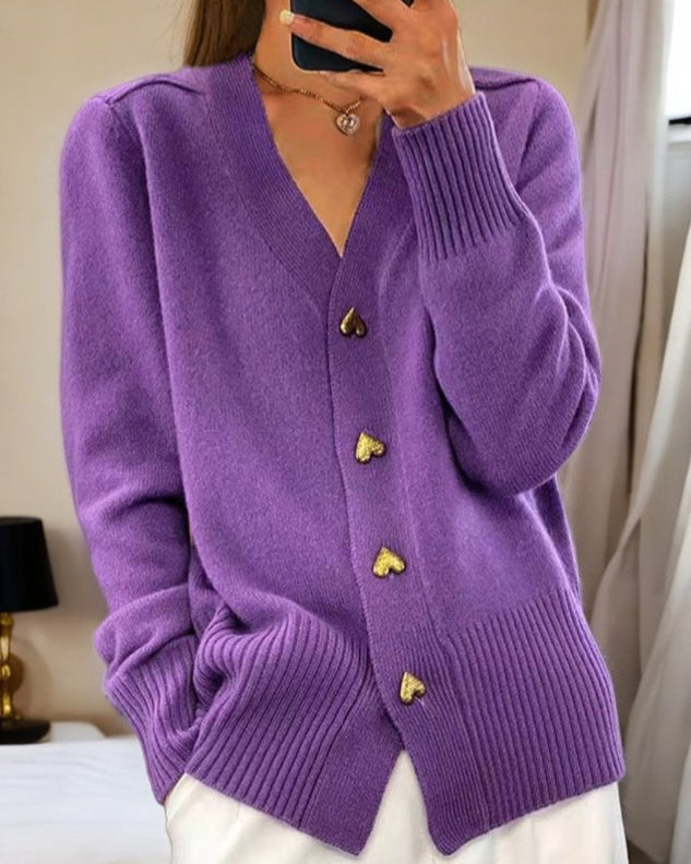 Cardigan Femme Ample avec Boutons en Coeur 2