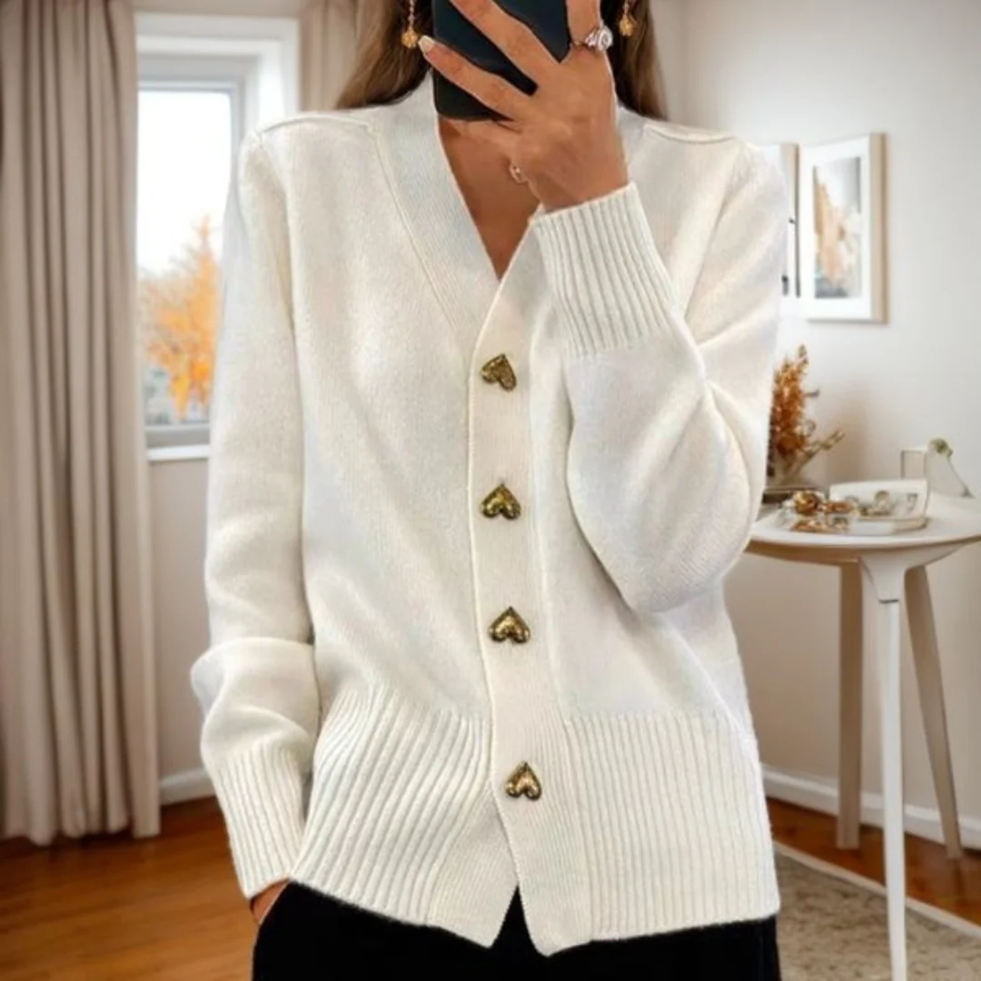 Cardigan Femme Ample avec Boutons en Coeur 5