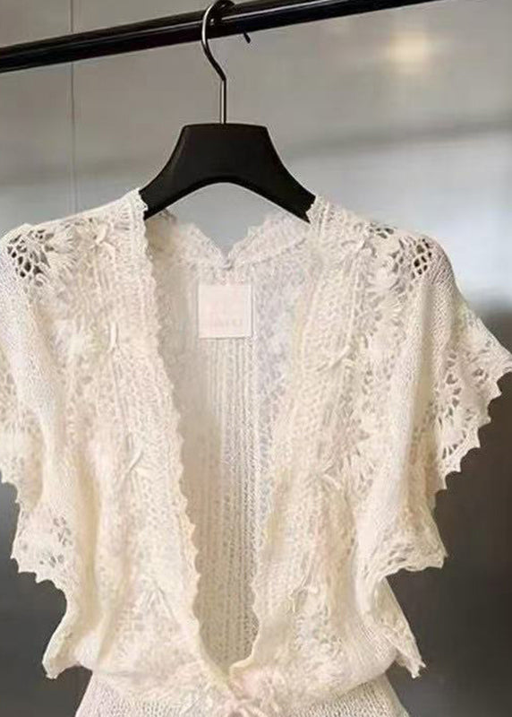 Cardigan Femme Dentelle Col en V 2