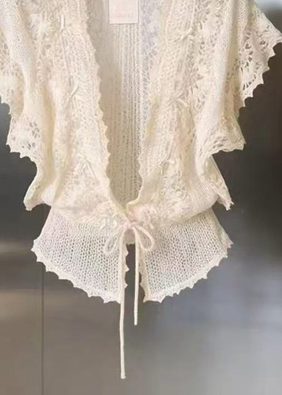 Cardigan Femme Dentelle Col en V 4