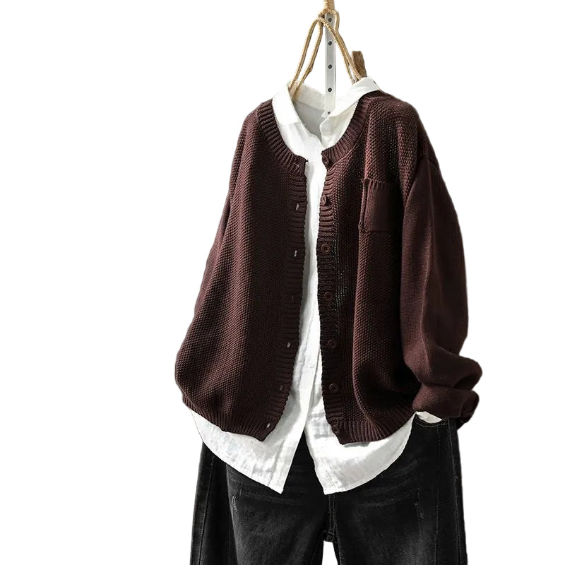 Cardigan Femme Tricoté Décontracté avec Boutons 0