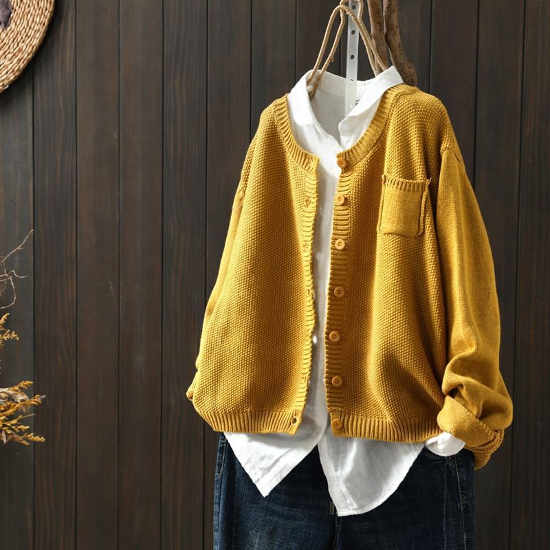 Cardigan Femme Tricoté Décontracté avec Boutons 2