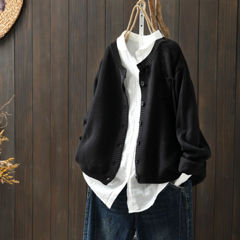 Cardigan Femme Tricoté Décontracté avec Boutons 4