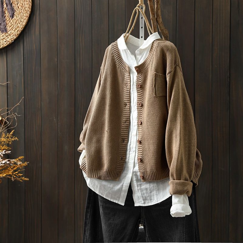 Cardigan Femme Tricoté Décontracté avec Boutons 5