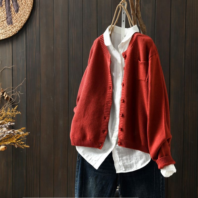 Cardigan Femme Tricoté Décontracté avec Boutons 6